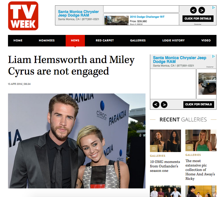 Liam Hemsworth nixes the engagement theory (Clevver News) 1 liam hemsworth and miley cyrus not engaged