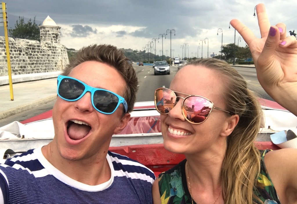 Driving on the Malecon in Havana Cuba
