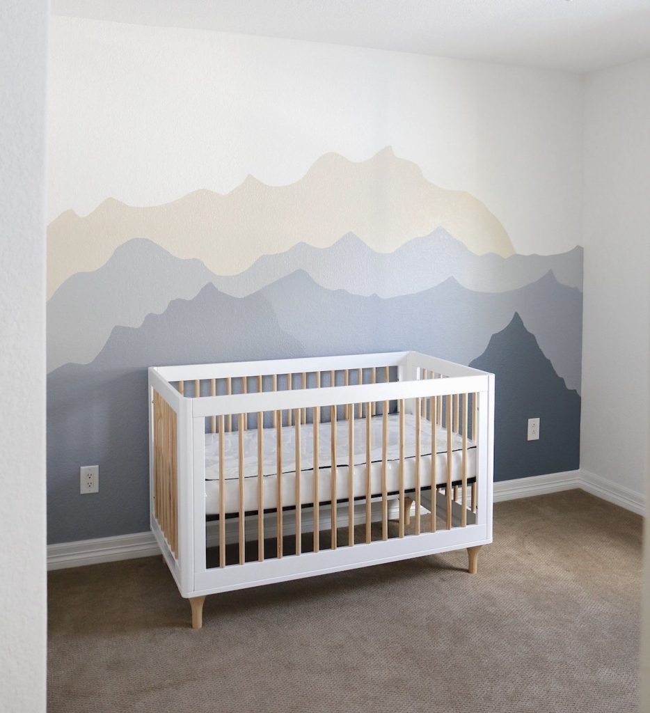 We Painted a Nursery Mountain Wall Mural 13 painted nursery mountain wall mural