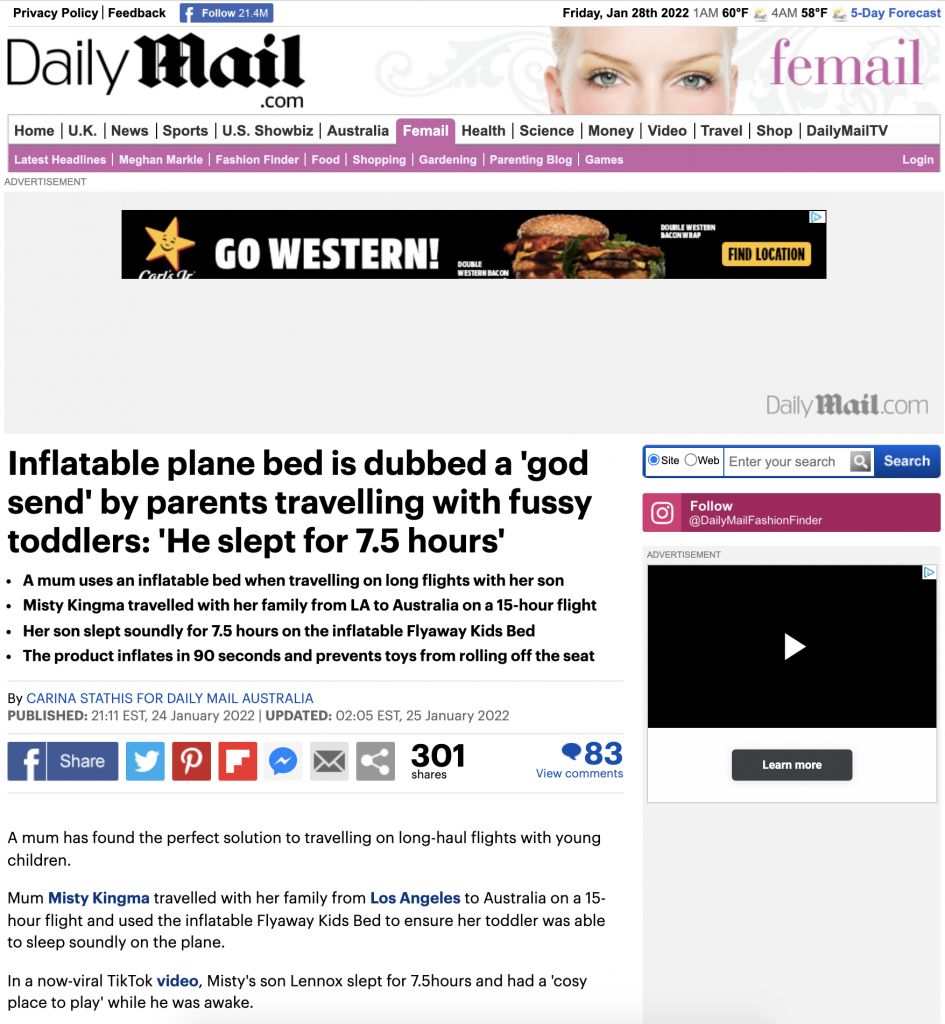 I've gone viral! Testing Flyaway Kids Bed Video 5 Screen Shot 2022 01 28 at 3.21.05 AM
